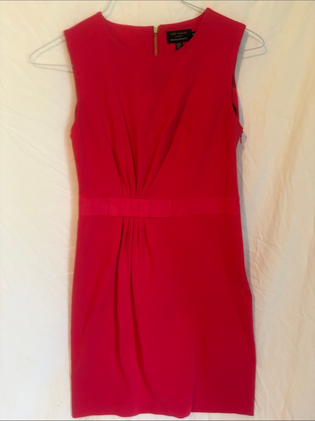 Ted Baker Hot Pink Mille Bow Waist Sleeveless Sheath Dress Us Size See Picture